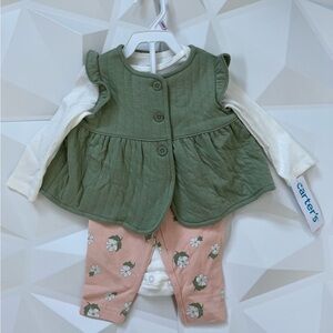 Carter's Olive and Peach Baby Outfit Set 📦%